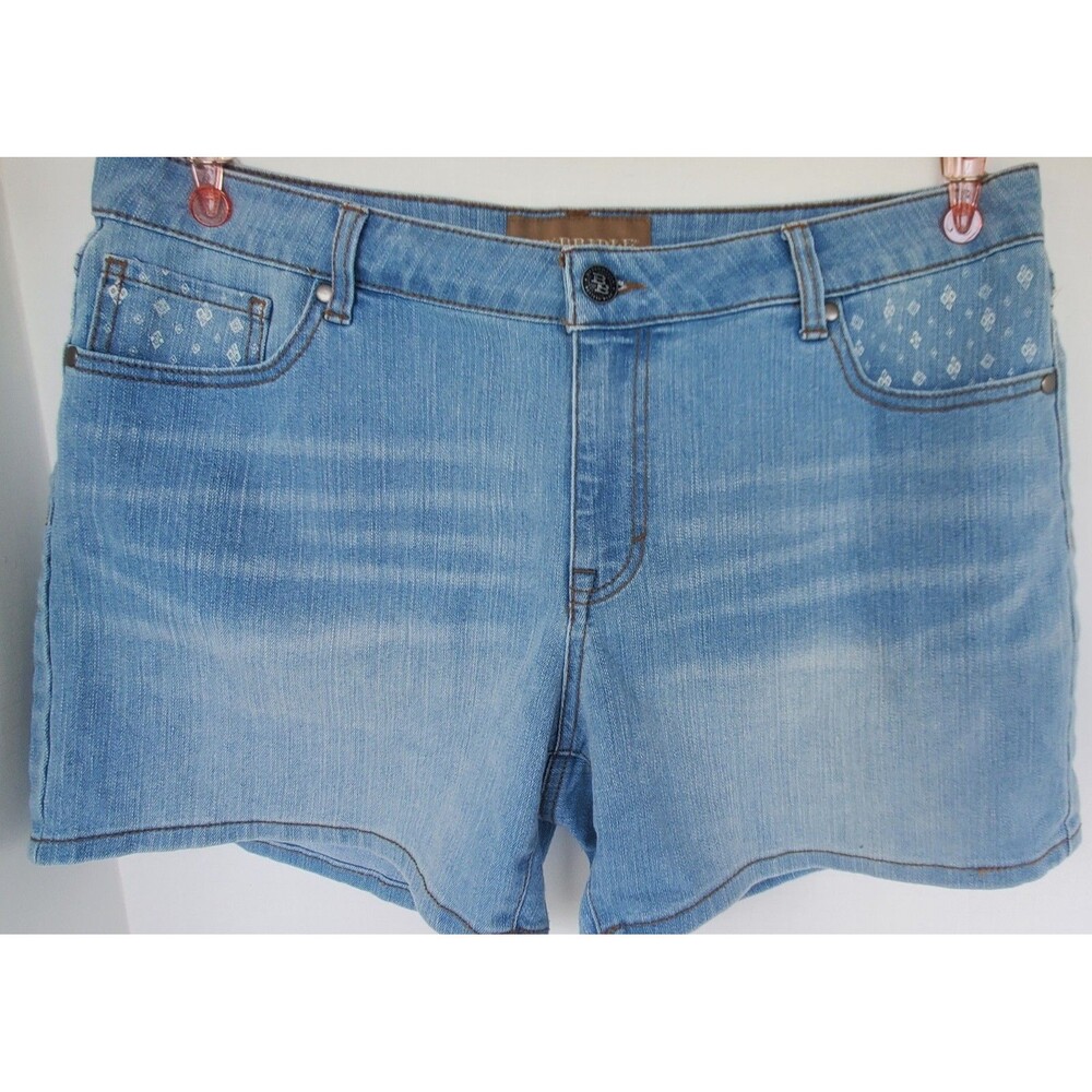 Bit & Bridle Jean Shorts Sz 16 Geometric Design Light Wash Denim Western Cowgirl